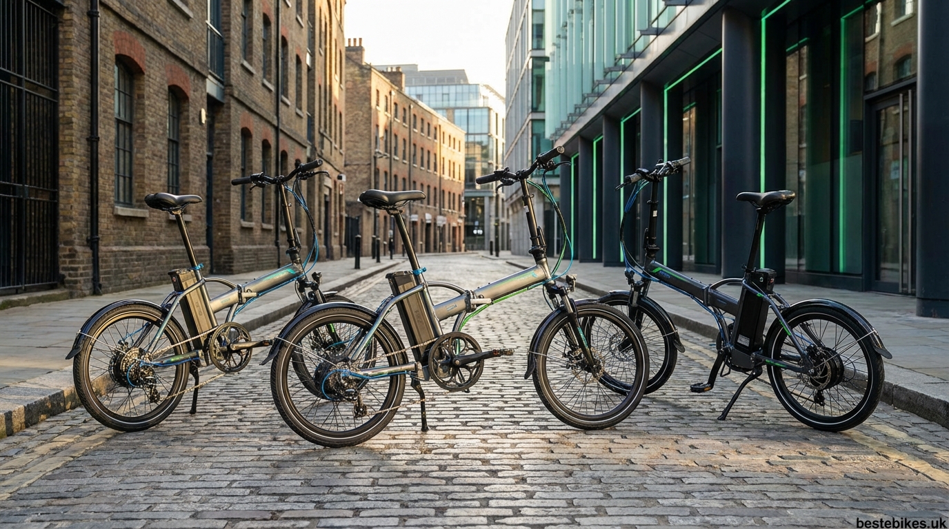 Folding electric bikes with visible battery packs and motor hubs compared for UK riders